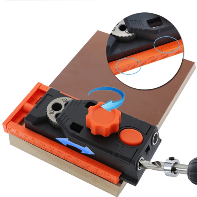 ABSF Pocket Hole Jig 6/8/10/12Mm Doweling Jig Kit Carpentry Locator Hole Drill Guide DIY Woodworking Tools