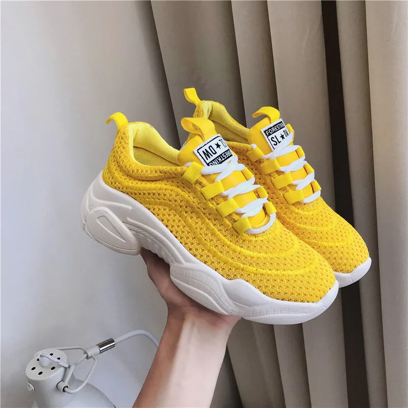 

2019 New Style Autumn Breathable Fly Netting Surface Extra High Thick Bottomed Platform Shoes Versatile Casual Dad Shoes Women's