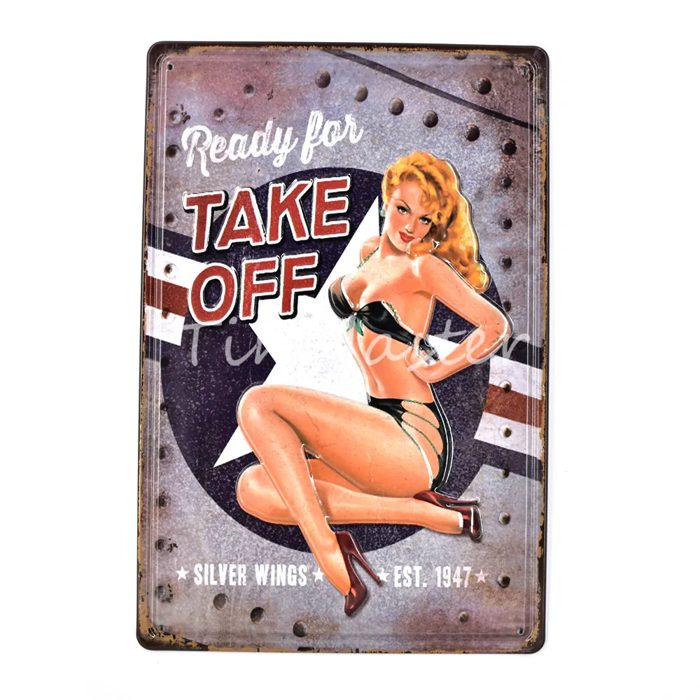 A77 Винтаж тиснение металлический оловянный гаражный Знак PIN UP сексуальная девушка плакат Паб Бар Украшение Стены Дома Ретро 3D металлическая доска Декор - Цвет: A77