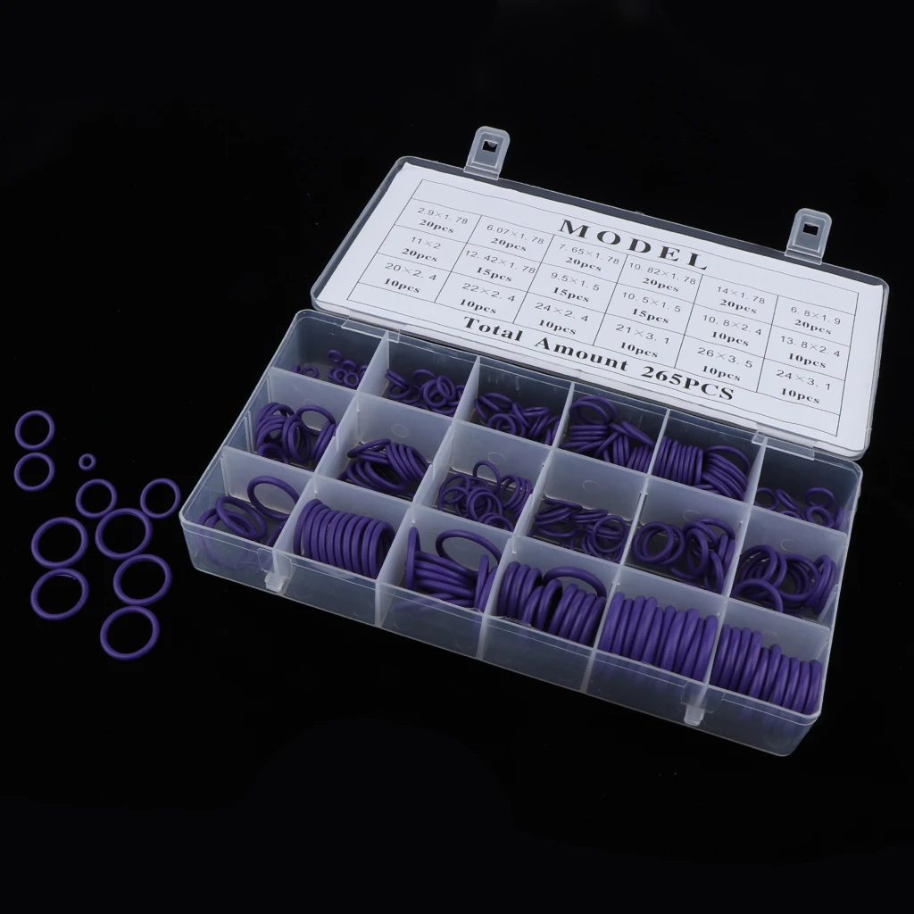 Набор резиновых уплотнительных колец с держателем и футляром 265 штук в