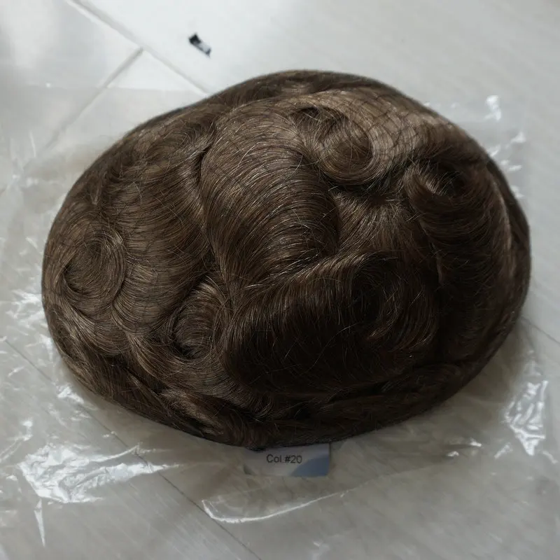 20# Hstonir натуральный Волосы Remy Швейцарский Кружево и ПУ База системы замены волос Для мужчин парик U часть H045 - Парик Цвет: 20#
