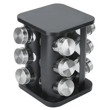 

Spice tools 12-Jar Spice Jar Stainless Steel Rotating Spice Organizer Container Kitchen Storage Shelf Spice Kitchen