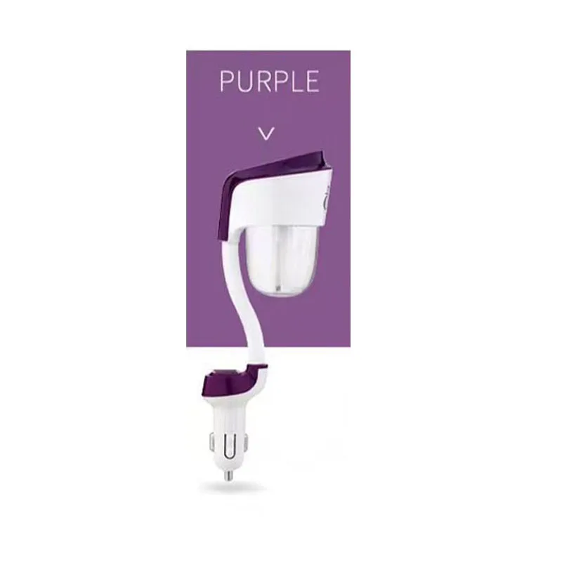 purple Автомобильный увлажнитель воздуха 12 в II с двумя 2 зарядных порта USB для автомобиля Зарядное устройство Порты автомобильный освежитель воздуха, очиститель, аэрозольный распылитель эфирных масел, аэрозольный распылитель для ароматерапии, фоггер DF - Цвет: purple