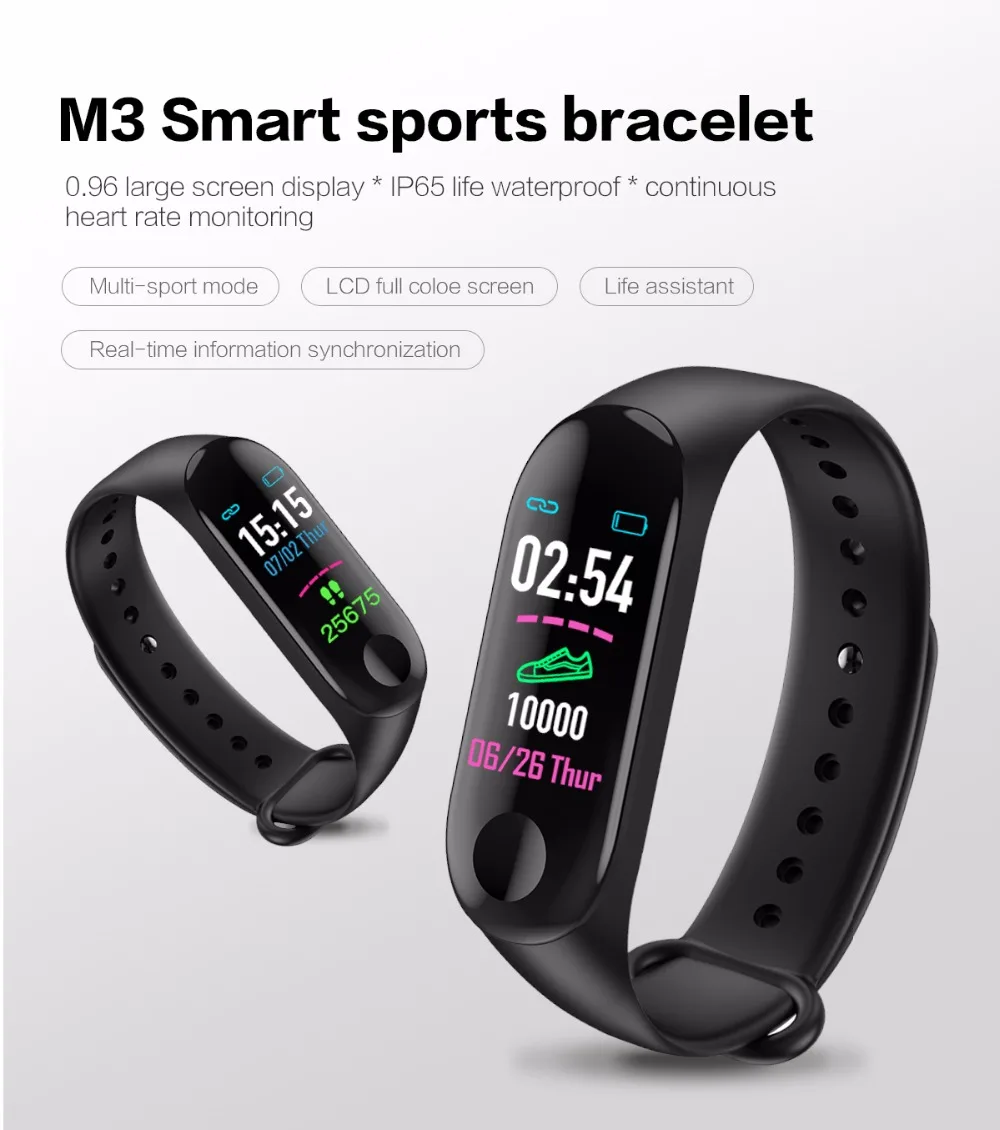 M3 Plus Smart Band Sports Fitness Tracker Smart Bracelet Healthy Sleep  Blood Pressure Heart Rate Monitor - Wristbands - AliExpress