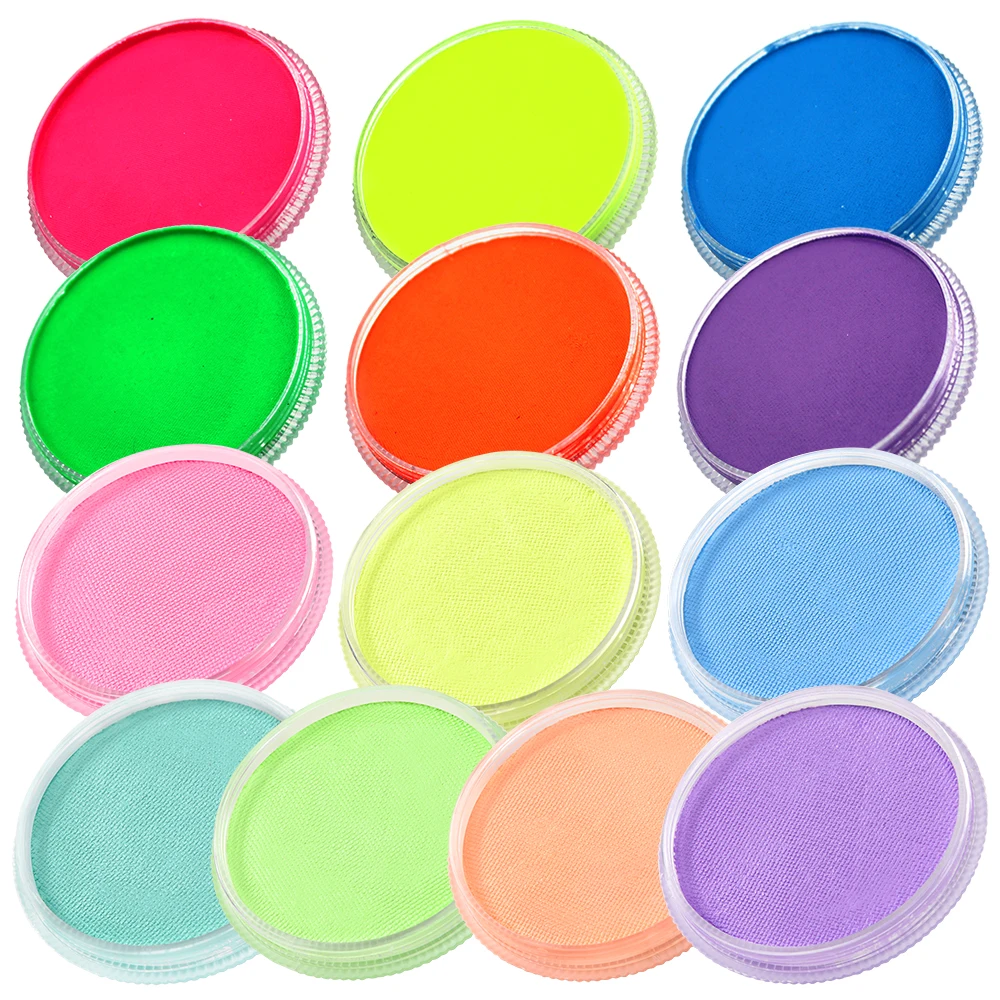 OPHIR Neon Face Painting for Kids Fluorescent Makeup Drawing for Halloween Body Paint 30g/Set 13 Colors for Choose RT011 ophir chameleon color split cakes body face painting magic candy face paint palette set for halloween makeup rt014