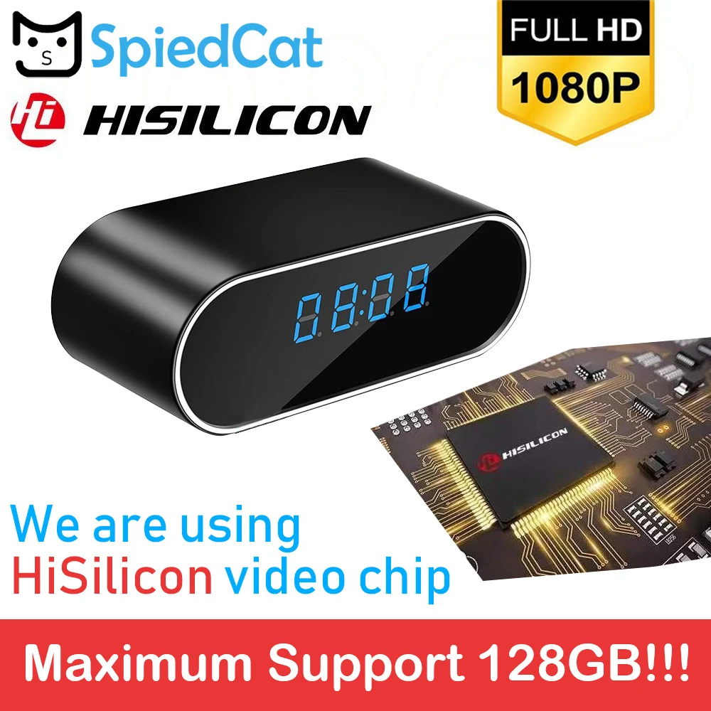 1080P камера с использованием чип HiSilicon настольные часы WIFI мини будильник P2P IP/AP