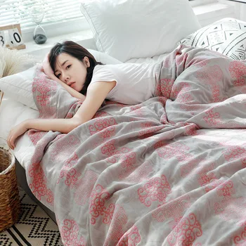 

3 Layers Gauze Modern Decorative Throw Blanket For Couch And Bed Blanket Travel Breathable Sofa Soft Cotton Summer Muslin