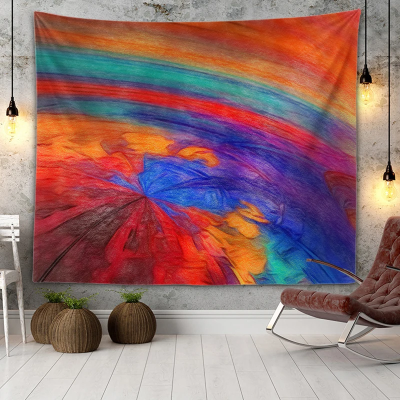 Jeté De Lit / Tapisserie Murale Rouge Et Or – 150x125cm, Glands, Polycoton, Neuf