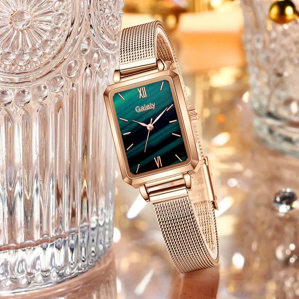 Orologi da polso da donna con quadrante verde quadrato di lusso per donna  orologio da polso da donna con orologio al quarzo in acciaio inossidabile  rosa di moda - AliExpress Watches