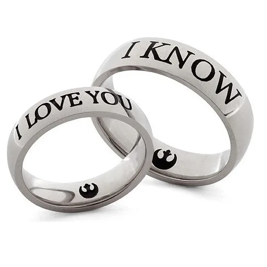 Titanium Steel Jewelry Ring I Love You Know Couples Rings Star Wars Lovers Black 8MM/6MM for Man or Woman Gift | Украшения и