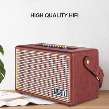 

New Portable Bluetooth 5.0 Speaker 50W Guitar Subwoofer Treble/Bass/Volume Adjustable Speakers HiFi Audio Wood Louderspeaker