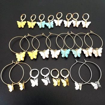 

New Women's Butterfly Earrings Fashion Color Acrylic Butterfly Stud Earrings Animal Sweet Colorful Stud Earrings Girls Jewelry