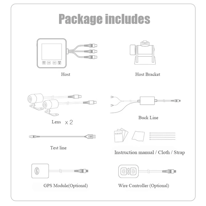 SYS мотоцикл Dash Cam Камера, 2-дюймовый TFT Screen1080P+ 1080P Wi-Fi Водонепроницаемый мини мотоцикл Камера(G-sensor) Сенсор MIrrolink 140 D