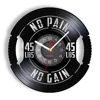 Fitness Gym Sign Weight Plate 45lbs Vinyl LP Record Wall Clock Workout Room Weightlifting Decor Artwork Clock Fitness Gift 1