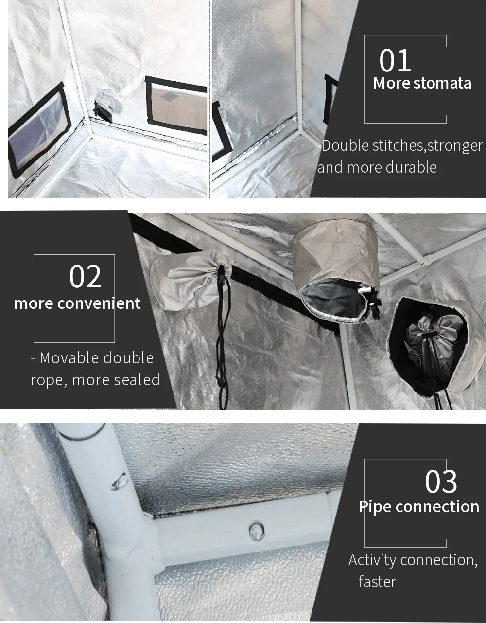 Grow Tent Growbox 600D Waterproof Reflective Oxford Cloth Tent For Led Light Greenhouse Indoor Garden Seed Flower Plant Growing