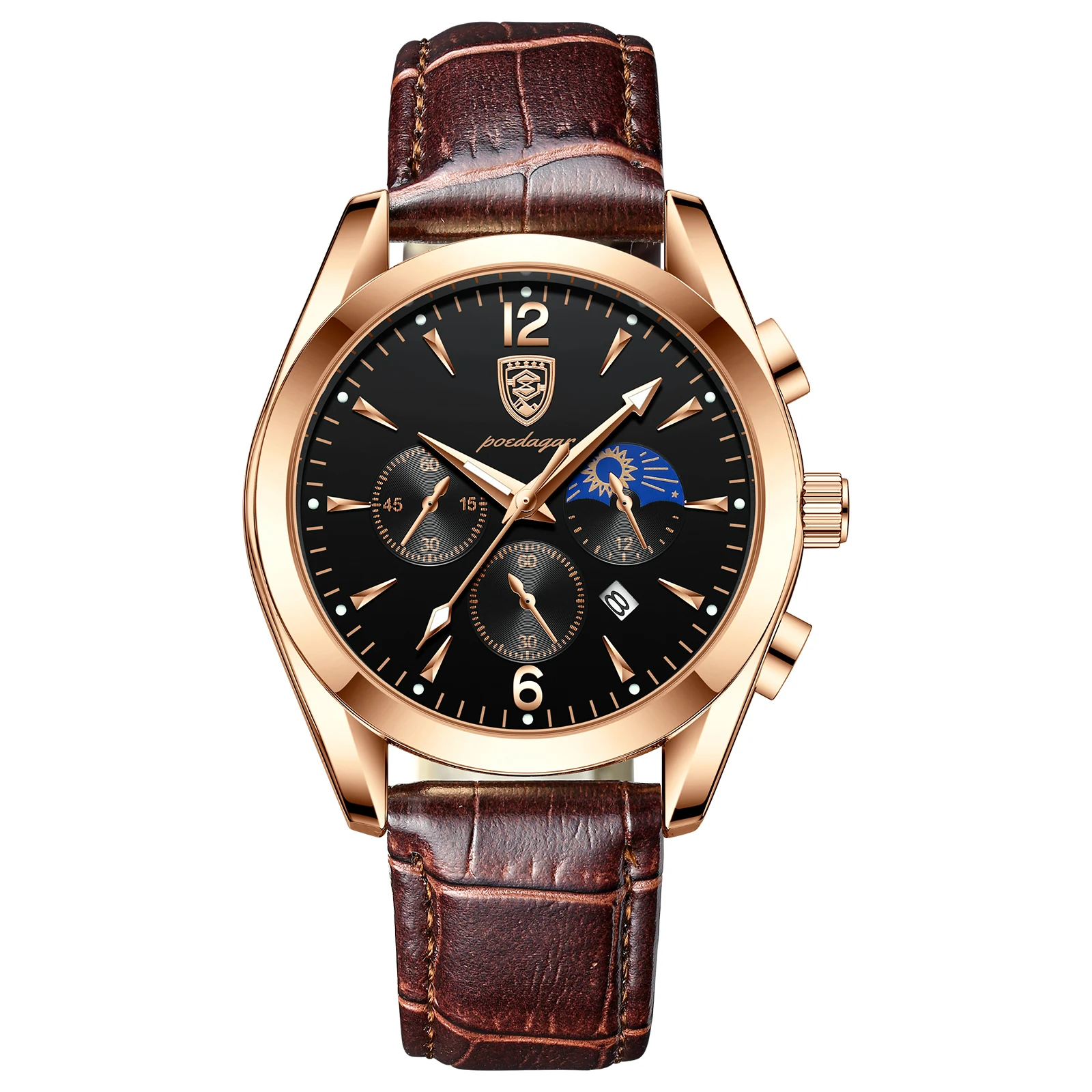 POEDAGAR 2021 New Fashion Men's Watch Leather Top Brand Luxury Waterproof Sports Mens Wristwatch Quartz Relogio Masculino Casual 