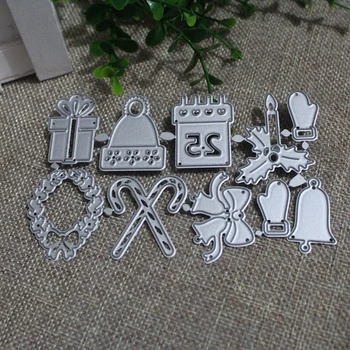 

Metal Cutting Dies For Scrapbooking Christmas Present Sets Frame Stencil Box Hat Bell Folder Stamps Paper Card Decor Template