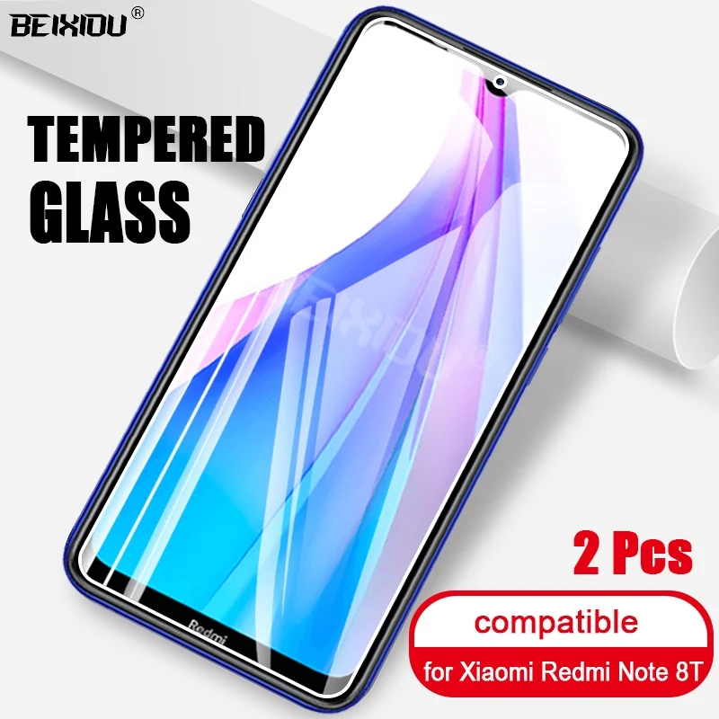 

2 PCS Full Tempered Glass For Xiaomi Redmi Note 8T Screen Protector tempered glass on the for Redmi Note 8T Protective Film