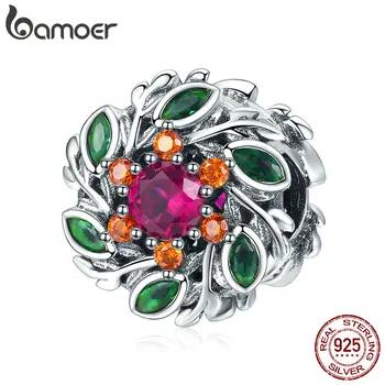 

BAMOER Spring Collection 925 Sterling Silver Crystal Flower Hope Wreath Beads Fit Charm Bracelets Valentines Jewelry SCC1062