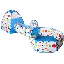 Children Indoors And Outdoors Folding Game House Blue with Dots Three-in-One Tent Shooting Ball Pool 0-3 Baby Toy