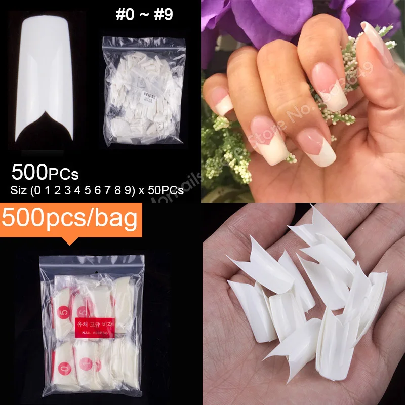 Накладные ногти в форме V 500 шт. упаковке длинные белые накладные французский