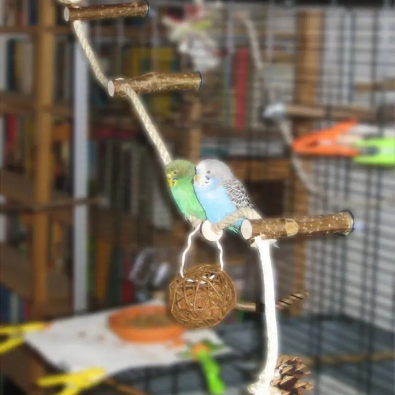 Pet Bird Parrot Stand Frame Rope Toys Parakeet Cockatiel Cage Ladder Climbing Hammock Toy Bird Supplies