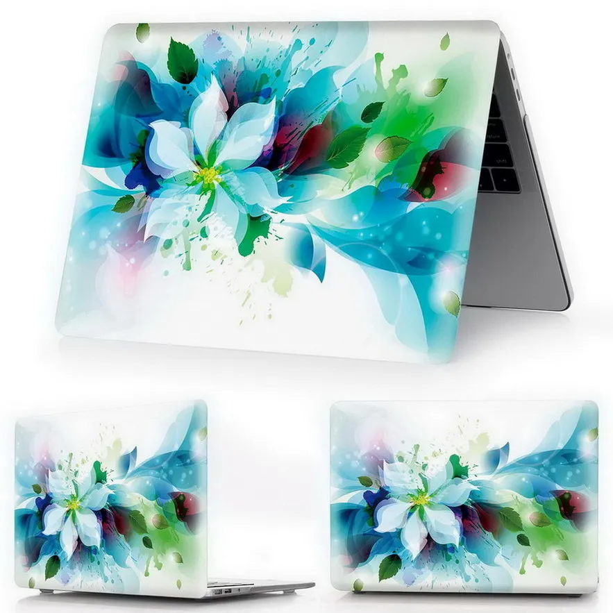 Чехол для ноутбука MacBook Air 11 13 дюймов A1466 A1932 Pro 12 13 15 retina A1502 A1706 A1708 A1989 A2159 чехол с цветочным рисунком - Цвет: lan se hua ben