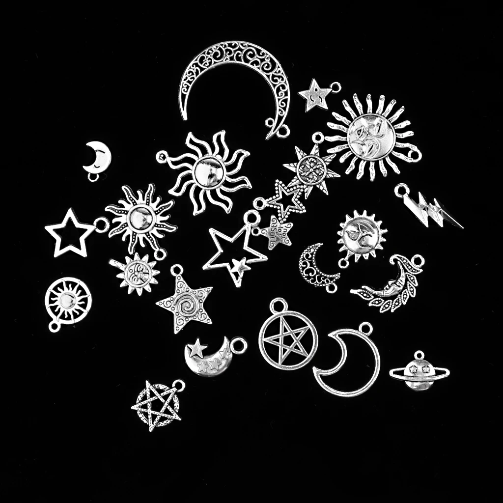 Pack of Moon Star Craft Supplies Collection Charms Pendant for Crafting, Jewelry Findings Making Accessories