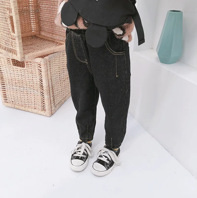 

Men And Women Children Pants Simple Versatile Brushed And Thick Skinny Pants Jeans Winter New Style Childrenswear 3-8-Year-Old