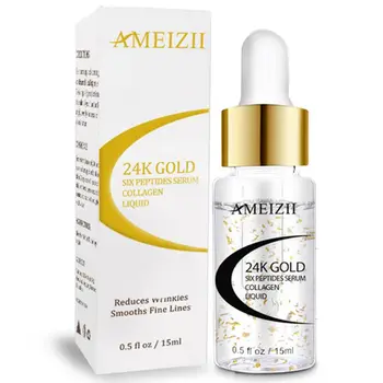 

AMEIZII 24K Gold Six Peptides Serum Anti Wrinkle Collagen Whitening Face Cream Pure Hyaluronic Acid Skin Care Firming Essence