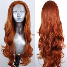 Bombshell оранжевый цвет объемная волна Синтетический 13*3 парик фронта шнурка термостойкие волокна волос естественные волосы Расставание для женщин