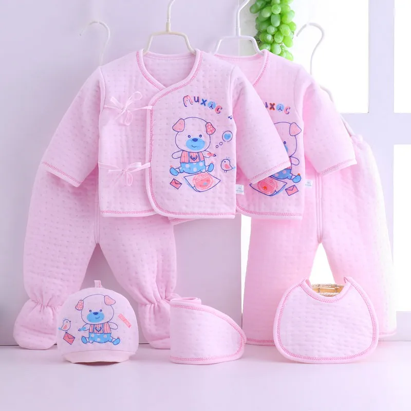 Удобные пижамы для новорожденных; Мягкое повседневное теплое трехслойное термобелье с милым рисунком из мультфильма; комплект из семи предметов