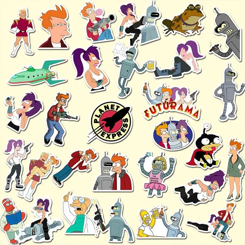 50 шт. Futurama мультфильм аниме наклейка смешная ПВХ наклейка s Детский подарок Diy Декор Скрапбукинг для багажа Скейтборд ноутбук гитара - Цвет: AZ060-50pcs