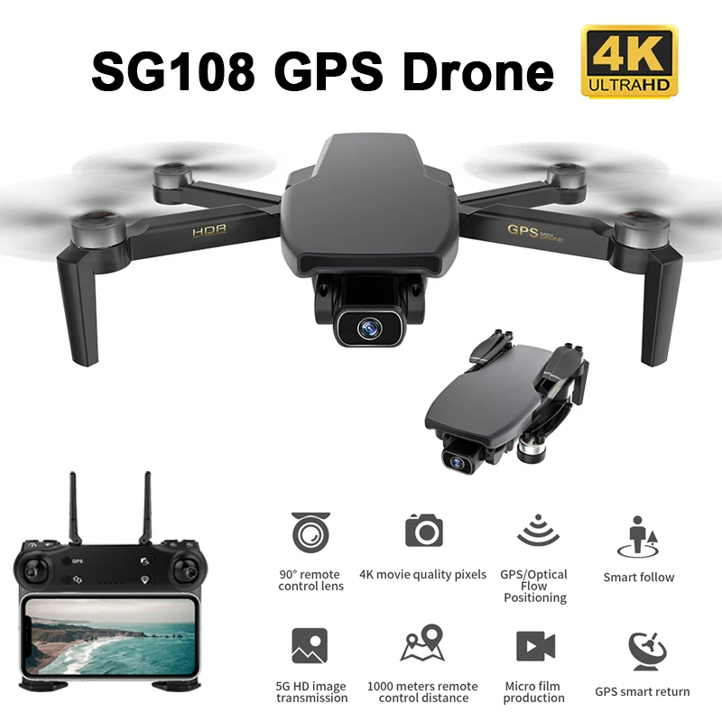Cymark-Dron SG108 GPS 5G WiFi FPV 4K Cámara Dual de HD flujo óptico sin escobillas RC Quadcopter 25 min tiempo de vuelo VS XS818 EX5