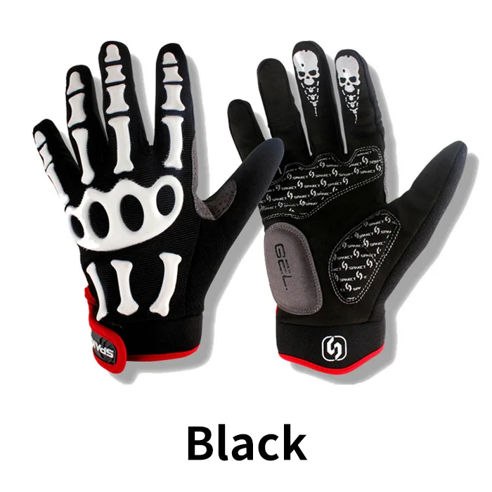 Cool04B Black SPAKCT, велосипедные перчатки с черепом, длинные пальцы, полный палец, для езды на велосипеде, перчатки для велоспорта, силиконовый гель, Ciclismo перчатки, теплые зимние - Цвет: Cool04B Black