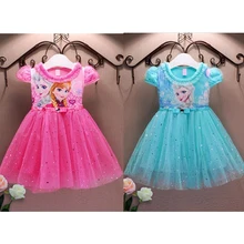 Летнее платье Анны и Эльзы; платье принцессы для девочек; карнавальный костюм; маскарадный костюм Снежной Королевы; фантазийные платья для маленьких девочек; одежда для детей