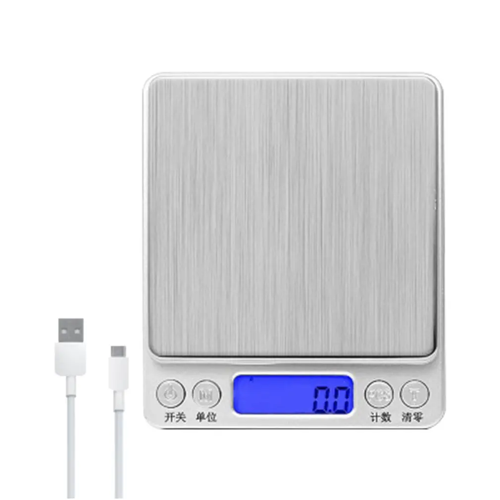 USB (0.01g-500g) Цифровые кухонные весы с зарядкой от Usb, мини весы для еды, высокая точность, ЖК-дисплей, ювелирные весы с платформой - Цвет: USB (0.01g-500g)