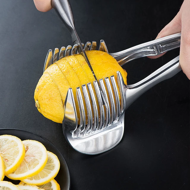 Lemon Slicer Stainless Steel Tomato Slicer Cutter Lemon Tomato Cutting  Holder Hand-held Fruit Slicer Multifunctional Cutter Tool - AliExpress