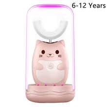 Sonic мультфильм U Тип чистки полости рта Электрический малышей УФ гигиена десен массаж для чувствительных зубов детская зубная щетка Led дети