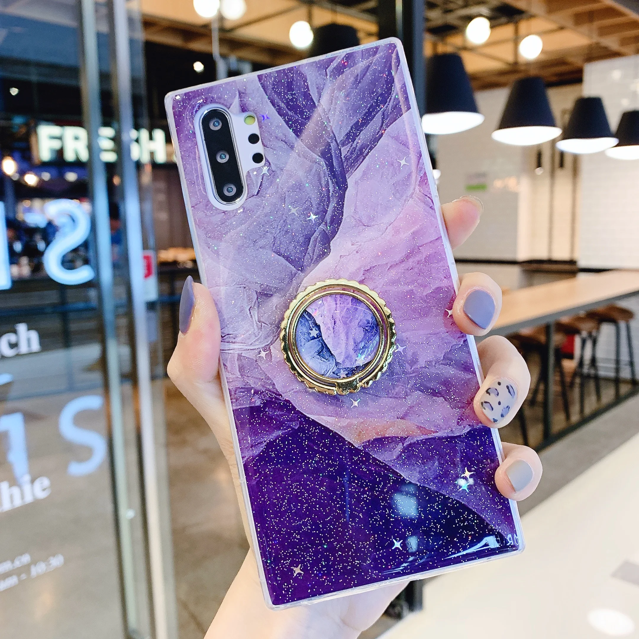 

Marble Case For Galaxy S10 S9 Plus A50 Coque Soft TPU Ring Stand Holder Cases For Galaxy Note 10+ 8 9 A10 A20s A70s Cover