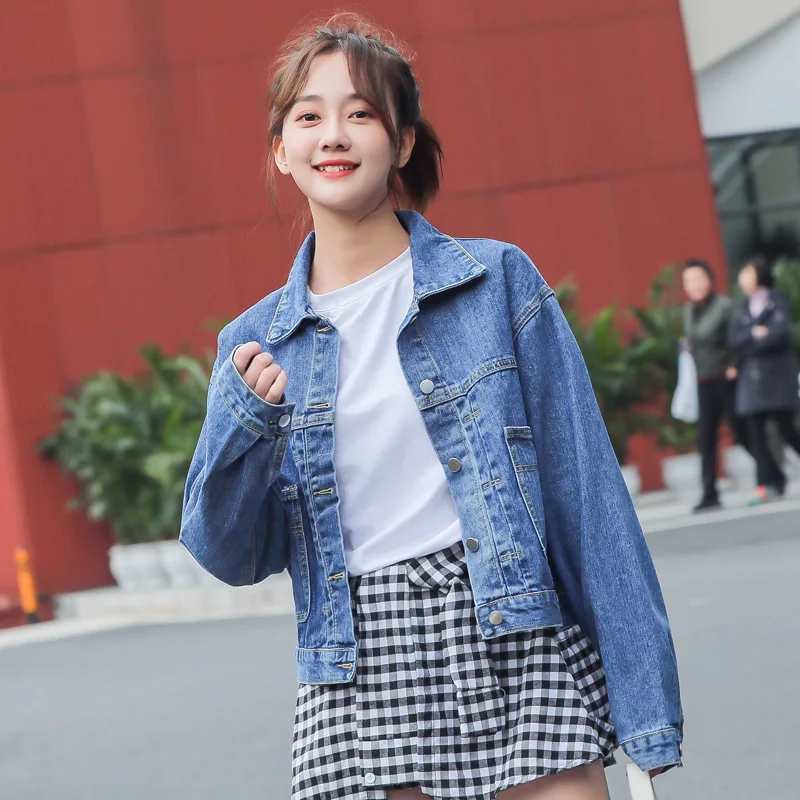 

Photo Shoot-2019 Autumn Clothing New Style Profile Raglan Sleeve Loose-Fit Slimming Short Casual Hipster Jeans Coat Women's