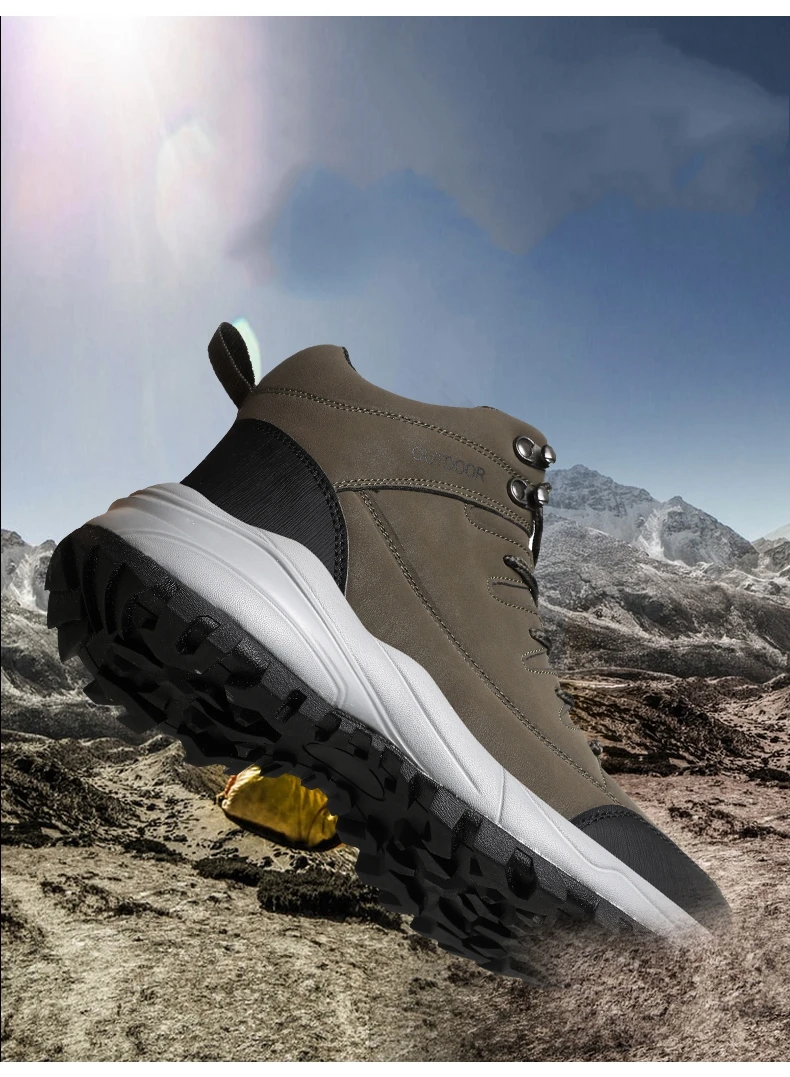 Large Size Ankle Boots Men Winter Outdoor Warm Fur Non Slip Snow Shoes Black Sneakers Fashion Footwear Cowboy Boots Lace Up Work