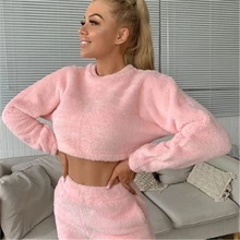 

Ladies pajamas set autumn and winter flannel warm high waist long sleeves plus shorts girl home service birthday gift