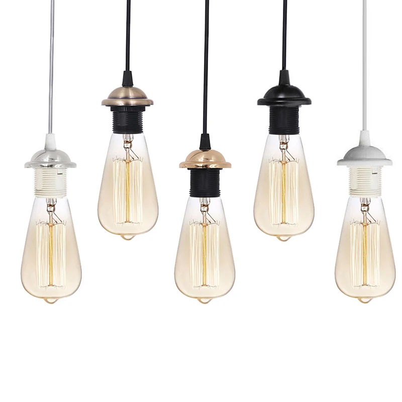 AC 220V Vintage Edison Lamp Base E27 Screw Ceiling Rose Light Pendant Light Holder E27 Screw Socket Base for Retro Incandescent Lamp Holder Lamp Bulb Holder Lamp Base