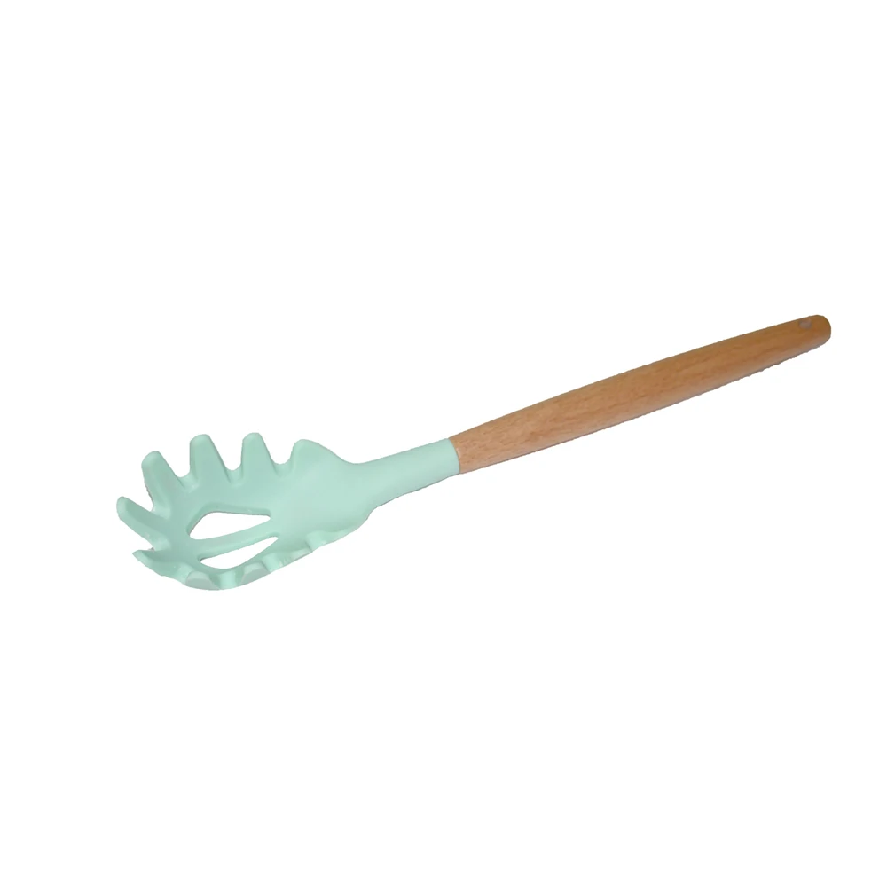 Pasta server 1 шт., силиконовая головка, деревянная ручка, кухонная утварь, паста, ложка, яичный венчик, лопатка, кухонная посуда, кухонные инструменты - Цвет: Pasta server