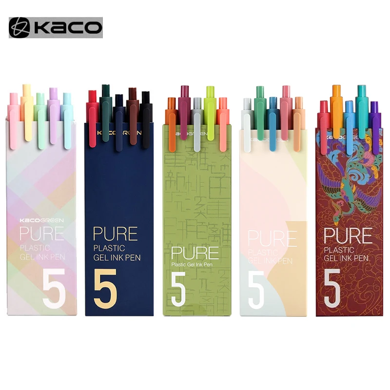 KACO Sign Pen Gel Pen 0.5mm Refill Smooth Ink Writing Durable Signing Pen 5 Colors Vintage Color Macarons Pens Gift Set tiki bar shower curtain rusty vintage sign aloha exotic cocktails and coconut drink antique nostalgic cloth fabric b