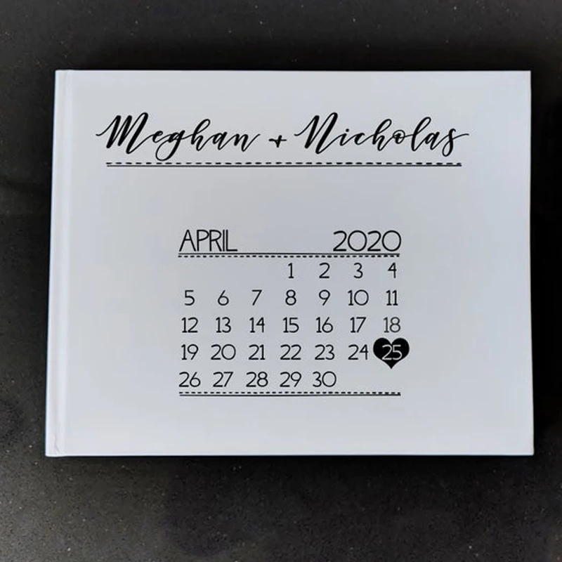 

Белая Свадебная Гостевая книга, уникальный календарь, Свадебный декор, Свадебный гостевой альбом, пользовательская Гостевая книга, книга с идеями x дюйма