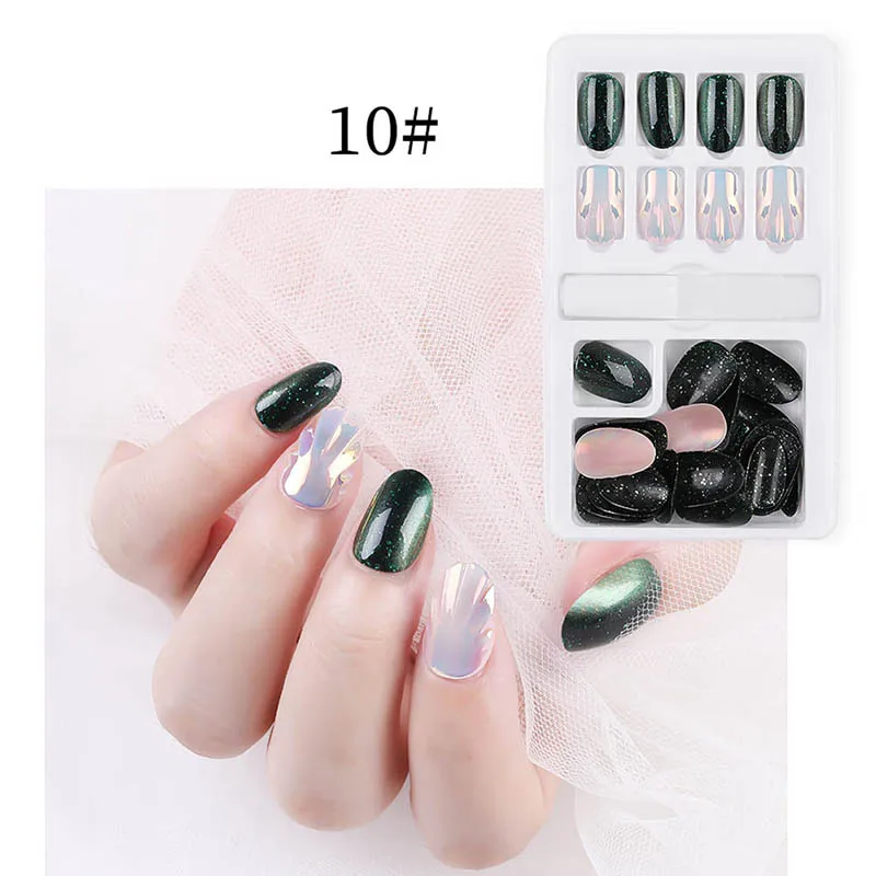 10 30pcs New Fake Nails Finished Nail Art Stickers Wearable Nails Stickers Wear-resistant Waterproof 30 Boxed - Цвет: 10