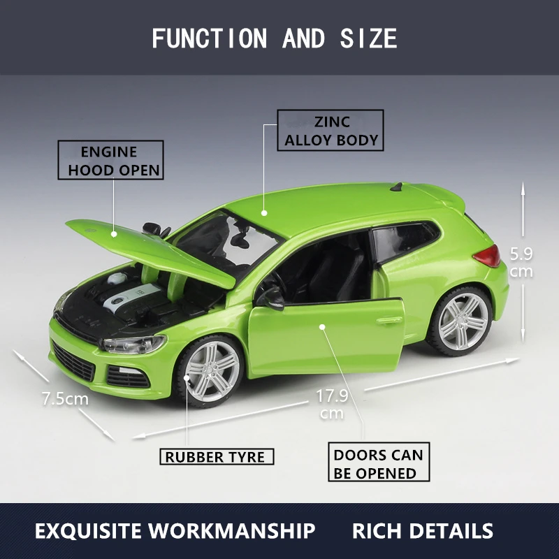 Bburago 1:24 Многоцветный выбор Volkswagen Scirocco R имитация сплава Модель автомобиля коллекция подарок инструмент