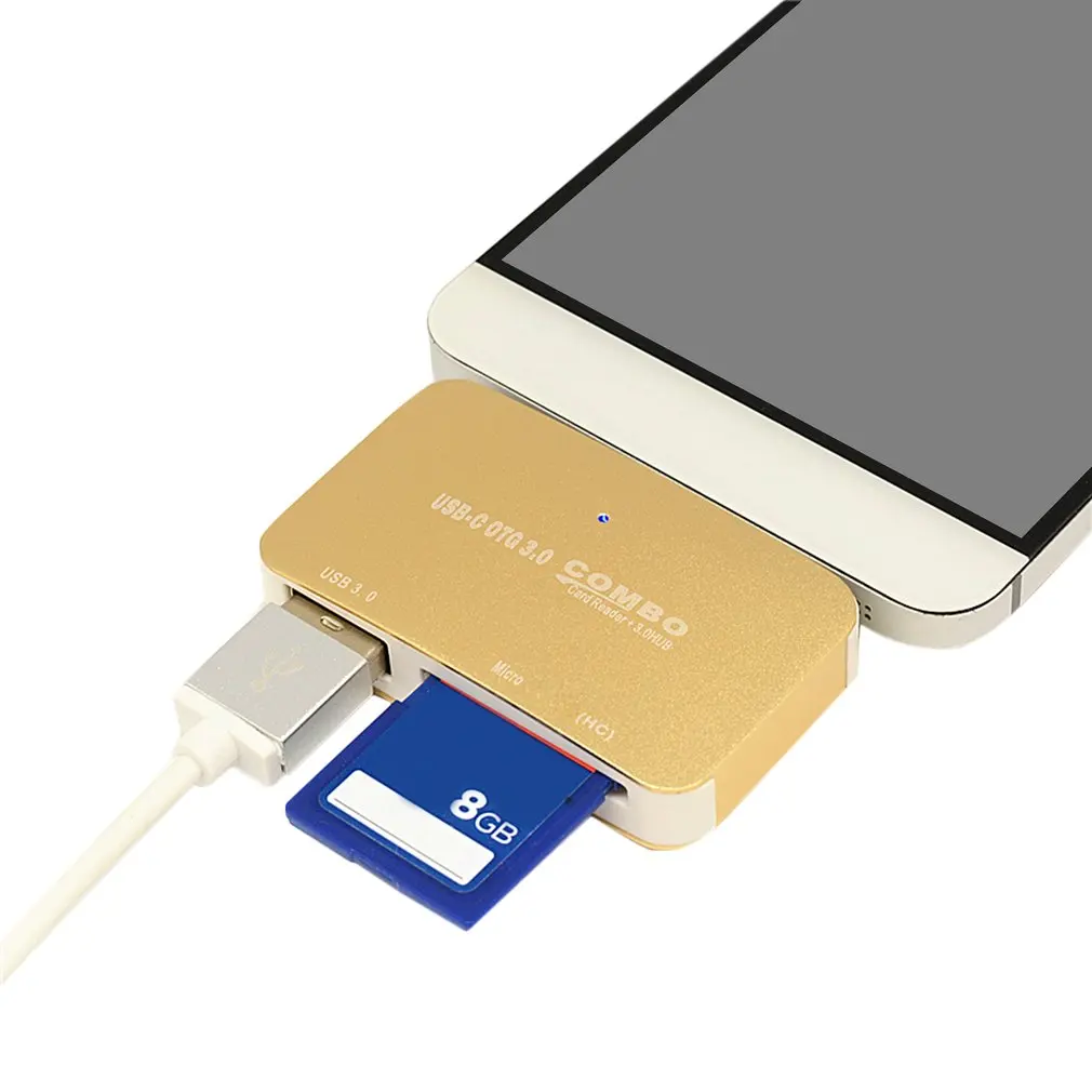 Алюминиевый сплав Универсальный USB3.0 и Micro USB 2 в 1 интерфейс Поддержка USB 3,0 концентратор безопасности цифровая карта памяти TF кард-ридер